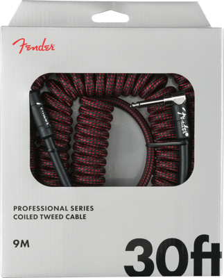 Fender Professional Cables coil cable 9 m rood tweed recht en haaks