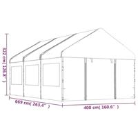 Prieel met dak 6,69x4,08x3,22 m polyetheen wit - thumbnail