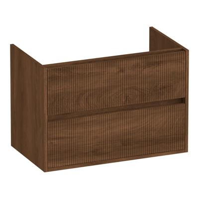 Brauer Adore Wavy - Onderkast - 80 cm - met 2 Softclose Lades Greeploos en 1 Sifon Uitsparing - Forest Cacao