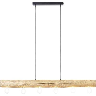 Brilliant Houten hanglamp Trabo 6-lichts hout met zwart 99433/35