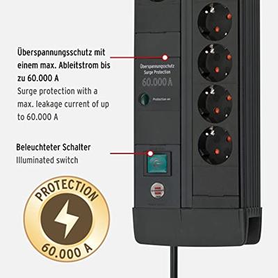 Brennenstuhl 1256000678 Premium-Line PDU | Stekkerdoos | 16A met 8x Type F Stopcontacten | Overspanningsbeveiliging - thumbnail