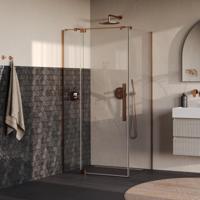 BRAUER Stellar douchecabine met draaideur helder glas 100x100x200 omkeerbaar incl. glascoating PVD koper geborsteld - thumbnail