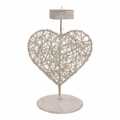 Theelichthouder Gevlochten IJzerdraad Hart (Whitewash) Theelichthouder Gevlochten IJzerdraad Hart (Whitewash)