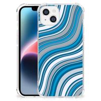 Apple iPhone 14 Plus Doorzichtige Silicone Hoesje Waves Blue - thumbnail