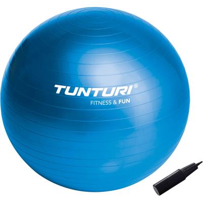 Tunturi Anti Burst Fitness bal met Pomp | Yoga bal 55 cm | 220 kg gebruikersgewicht | Incl Trainingsapp | Blauw