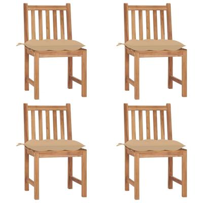Tuinstoelen 4 st met kussens massief teakhout