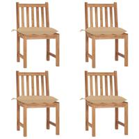 Tuinstoelen 4 st met kussens massief teakhout - thumbnail