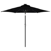 VidaXL Parasol met led&apos;s en stalen paal 225x225x212 cm zwart - thumbnail