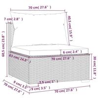 5-delige Loungeset met kussens poly rattan bruin - thumbnail