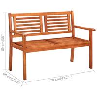 Tweezits tuinbank 120 cm massief eucalyptushout - thumbnail