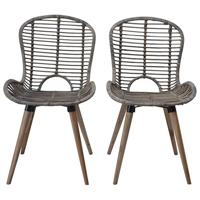 Eetkamerstoelen 2 st natuurlijk rattan bruin - thumbnail