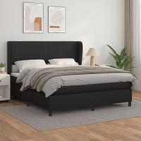 Boxspring met matras kunstleer zwart 180x200 cm - thumbnail
