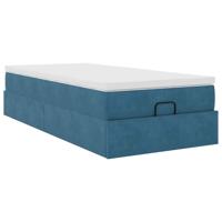 Ottoman bed met matras 100x200 cm fluweel donkerblauw - thumbnail