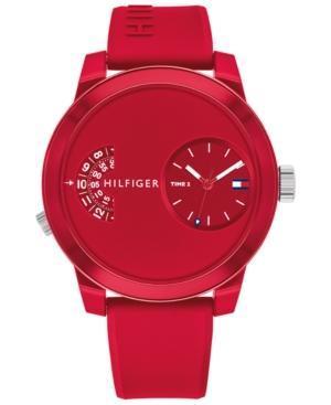 Tommy Hilfiger Herenhorlogemet rode siliconen band, 44 mm