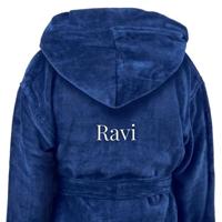 Kinderbadjas met naam - Blauw - 8/10 jaar - thumbnail