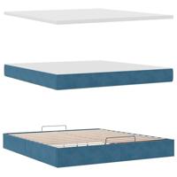 Ottoman bed met matras 160x200cm fluweel donkerblauw - thumbnail