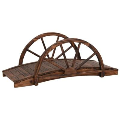 VidaXL Tuinbrug met half wiel 99x50x38 cm massief vurenhout VidaXL Tuinbrug met half wiel 99x50x38 cm massief vurenhout