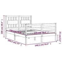 Bedframe met hoofdbord massief hout wit - thumbnail
