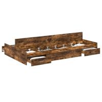 Opbergbedframe met lade Gerookt eiken 120 x 190 cm Bewerkt hout - thumbnail
