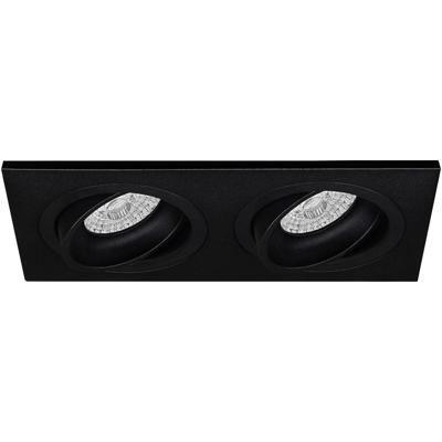 Spot Armatuur GU10 - Pragmi Borny Pro - GU10 Inbouwspot - Rechthoek Dubbel - Zwart - Aluminium - Kantelbaar - 175x92mm