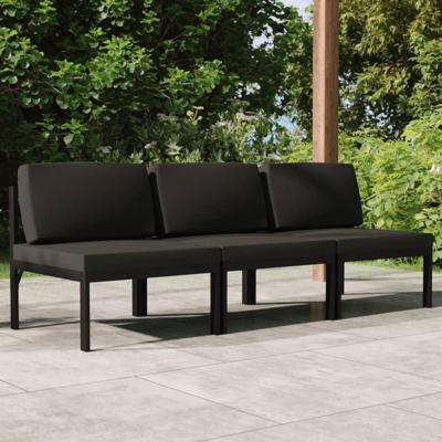 Tuinbank 3-zits met kussens aluminium antracietkleurig