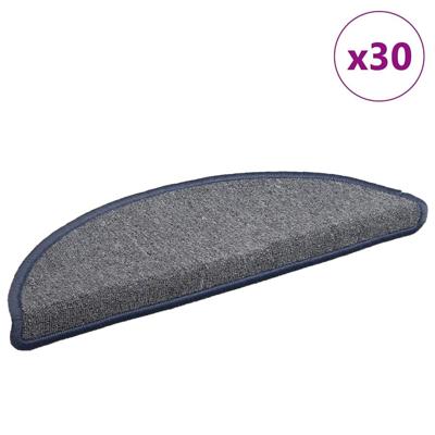 VidaXL Trapmatten 30 st 56x17x3 cm lichtgrijs en blauw halfrond VidaXL Trapmatten 30 st 56x17x3 cm lichtgrijs en blauw halfrond