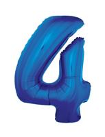Folieballon Blauw Cijfer &apos;4&apos; Groot - thumbnail
