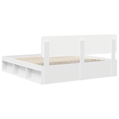 Bedframe met hoofdeinde Wit 180 x 200 cm Massief grenenhout