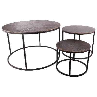 Set van 3 bijzettafels Helsingborg 31100 zwart + fire brass Set van 3 bijzettafels Helsingborg 31100 zwart + fire brass