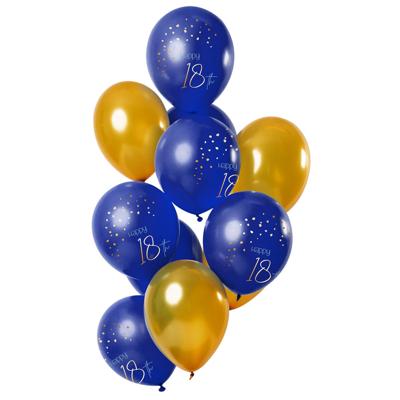 Ballonnen set 18 Jaar Blauw Goud Premium - 12 stuks