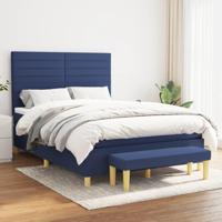 Boxspring met matras stof blauw 140x190 cm - thumbnail
