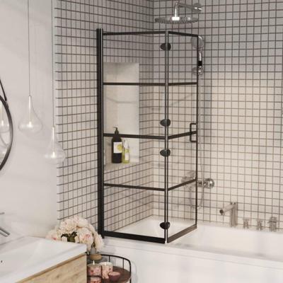 Douchewand inklap ALU frame 100x140 cm ESG zwart