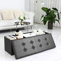 Opvouwbare Zitbank met opbergruimte en deksel - 115cm - Zwart - thumbnail