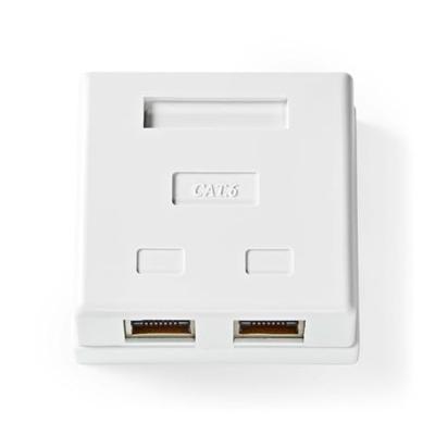 Nedis Netwerk Wanddoos | Opbouw | 2 poort(en) | STP CAT6 | Recht | Female | Goud Verguld | PVC | Wit | Doos - CCGB89130WT