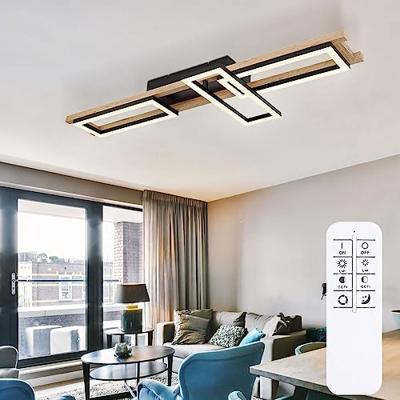 Globo PlafondlampIlla 100 cm zwart met hout - 67266D1