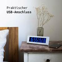 Fackelmann hoogwaardige digitale radiogestuurde klok/wekker/thermometer wit - thumbnail