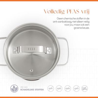 ELLE Gourmet Moderne Kookpan met Deksel - Ø 16 cm - RVS