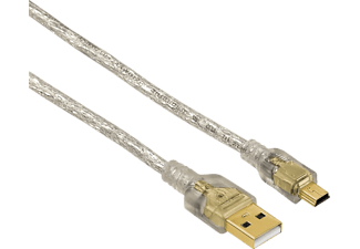 Hama USB-2.0-kabel, stekker A mannelijk/mini-stekker B mannelijk, 1,80 m, transparant