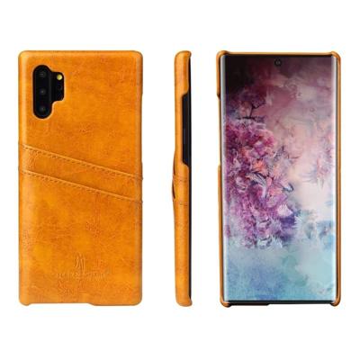 Fierre Shann retro olie Wax textuur PU lederen draagtas met kaartsleuven voor Galaxy Note 10 + (geel) Fierre Shann retro olie Wax textuur PU lederen draagtas met kaartsleuven voor Galaxy Note 10 + (geel)