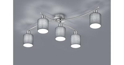 Trio Plafondlamp Garda 5-lichts nikkel mat met antraciet 605400511