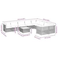 10-delige Loungeset met kussens poly rattan zwart - thumbnail