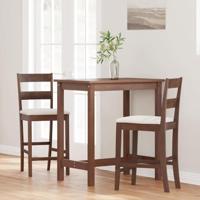 Barkrukken met kussens 2 st massief hout rubber bruin - thumbnail