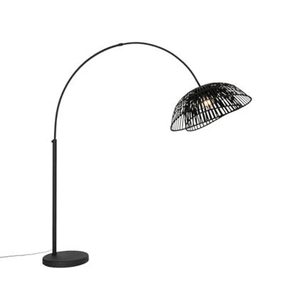 QAZQA Oosterse booglamp zwart bamboe - Pua