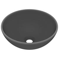 VidaXL Wastafel rond 32,5x14 cm keramiek mat donkergrijs - thumbnail