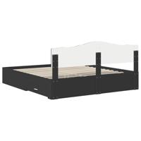 Bedframe met hoofdeinde Zwart 200 x 200 cm Bewerkt hout - thumbnail