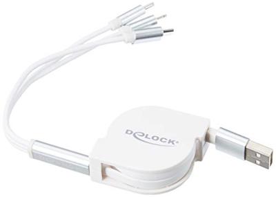 DeLOCK 85850 USB-kabel 0,98 m 2.0 USB A USB C/Micro-USB B/Lightning Zilver, Wit