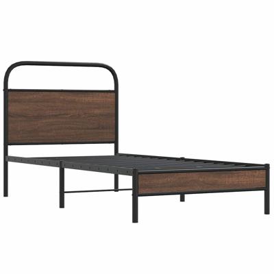 Bedframe zonder matras bewerkt hout bruin eikenkleur 107x203 cm - thumbnail