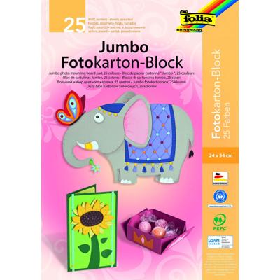Fotokartonblok Folia 300gr 24x34cm 25vel jumbo assorti | 5 stuks