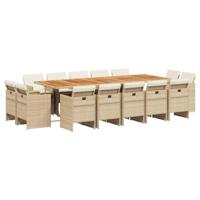 15-delige Tuinset met kussens poly rattan beige - thumbnail