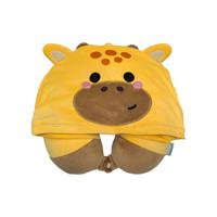 Hoodeazzz Adoramals Raffi de Giraffe Memory Foam Reiskussen Capuchon - thumbnail